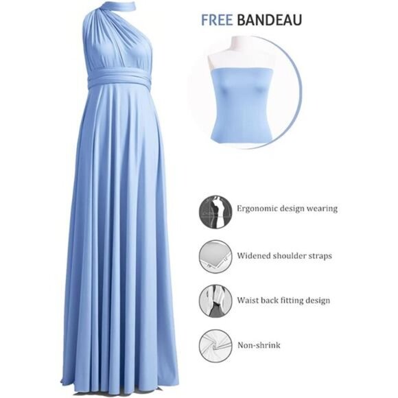 Infinity Convertible Bridesmaid Dress Plus Size Multi-Way Twist Wrap Long - Picture 2 of 5